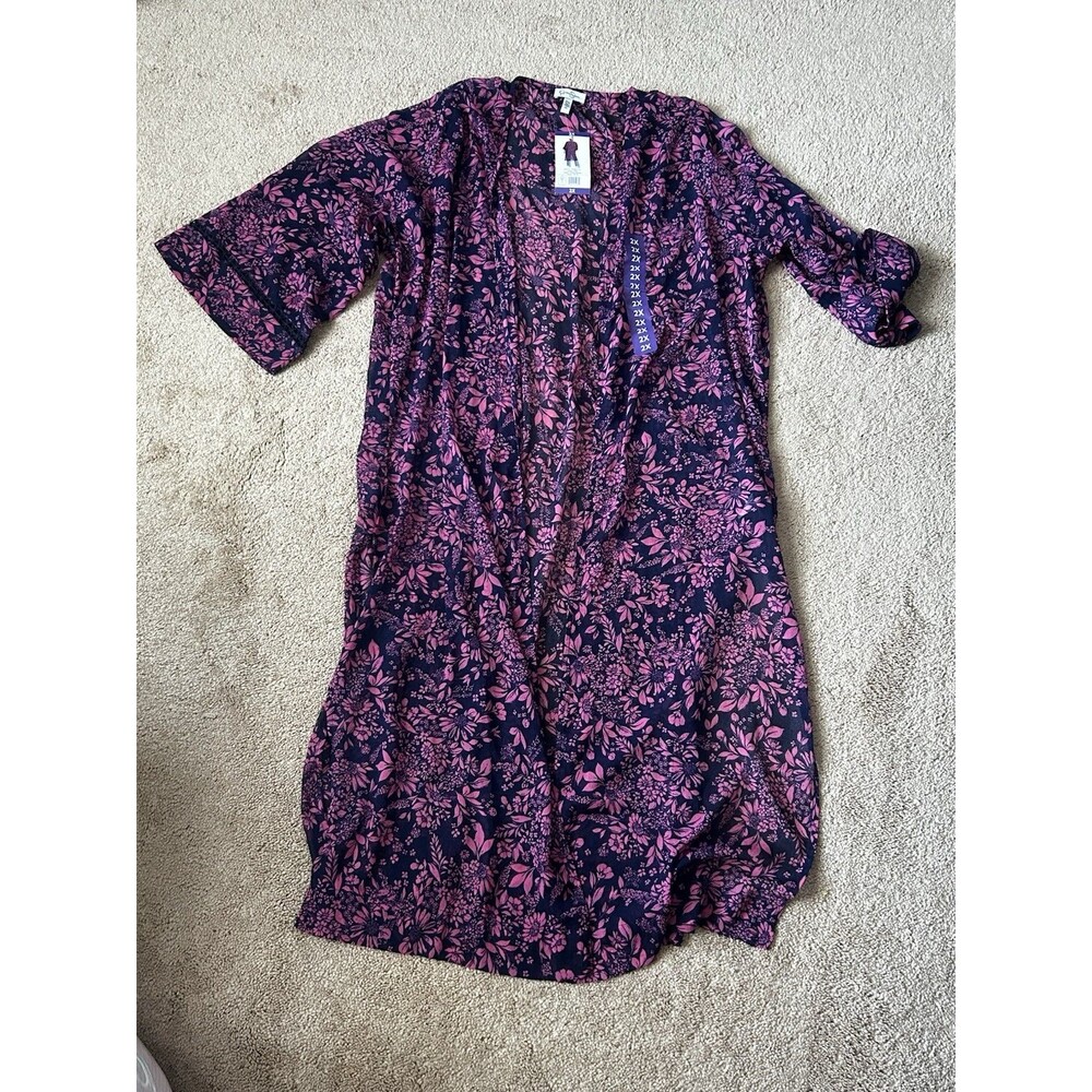 Jessica Simpson Plus Floral Kimono Dark Blue Size 2X NWT Flowy Boho Summer